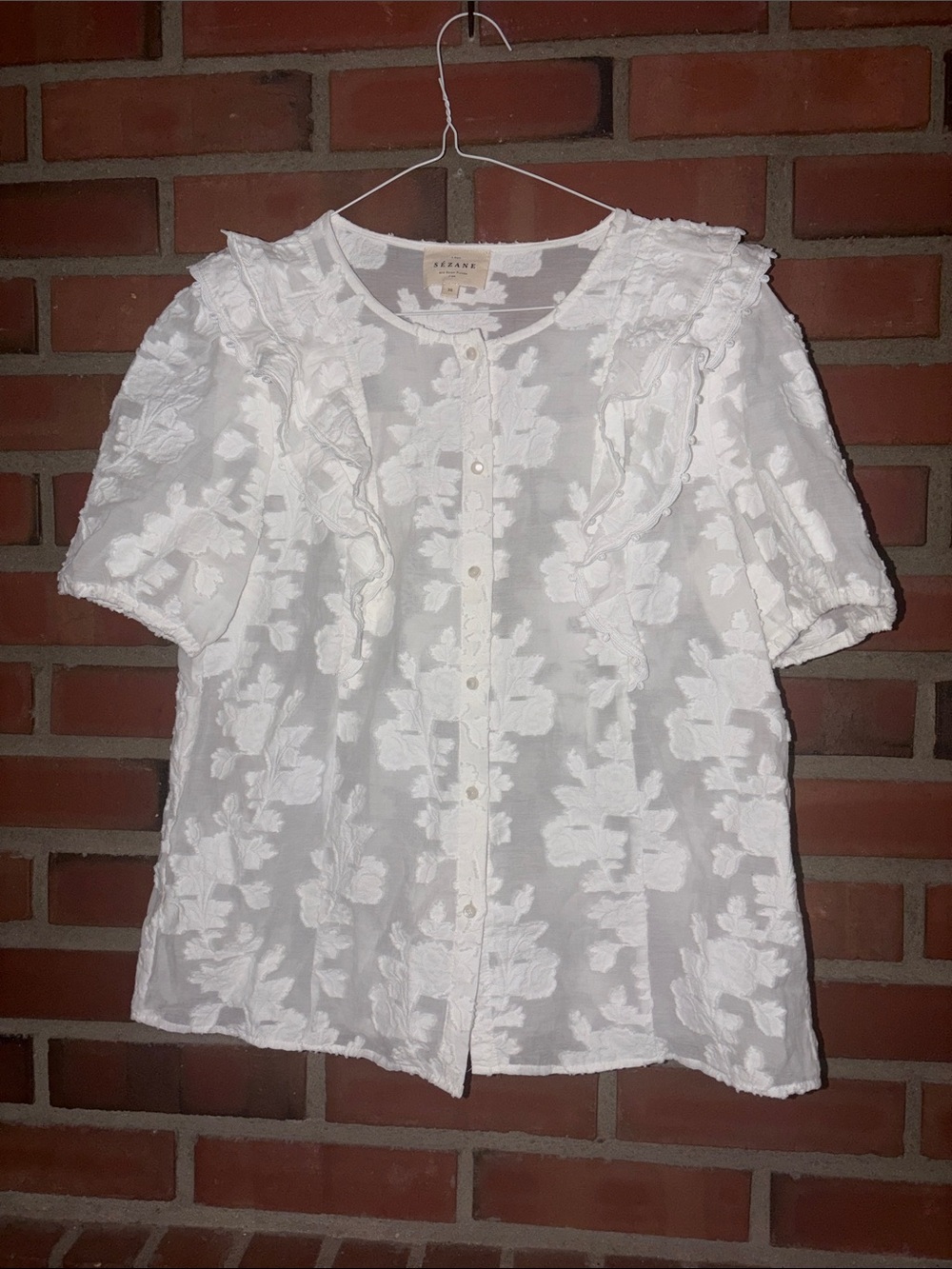 Sezane PAOLINA blouse sz 38= sz 6 white new without tags stunning button front